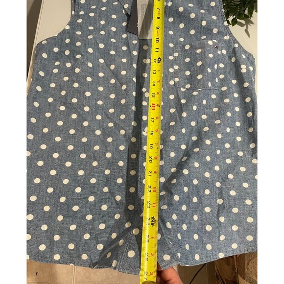 Tommy Hilfiger Womens Polka Dot Sleeveless Button-Down Shirt L/G - Picture 12 of 14